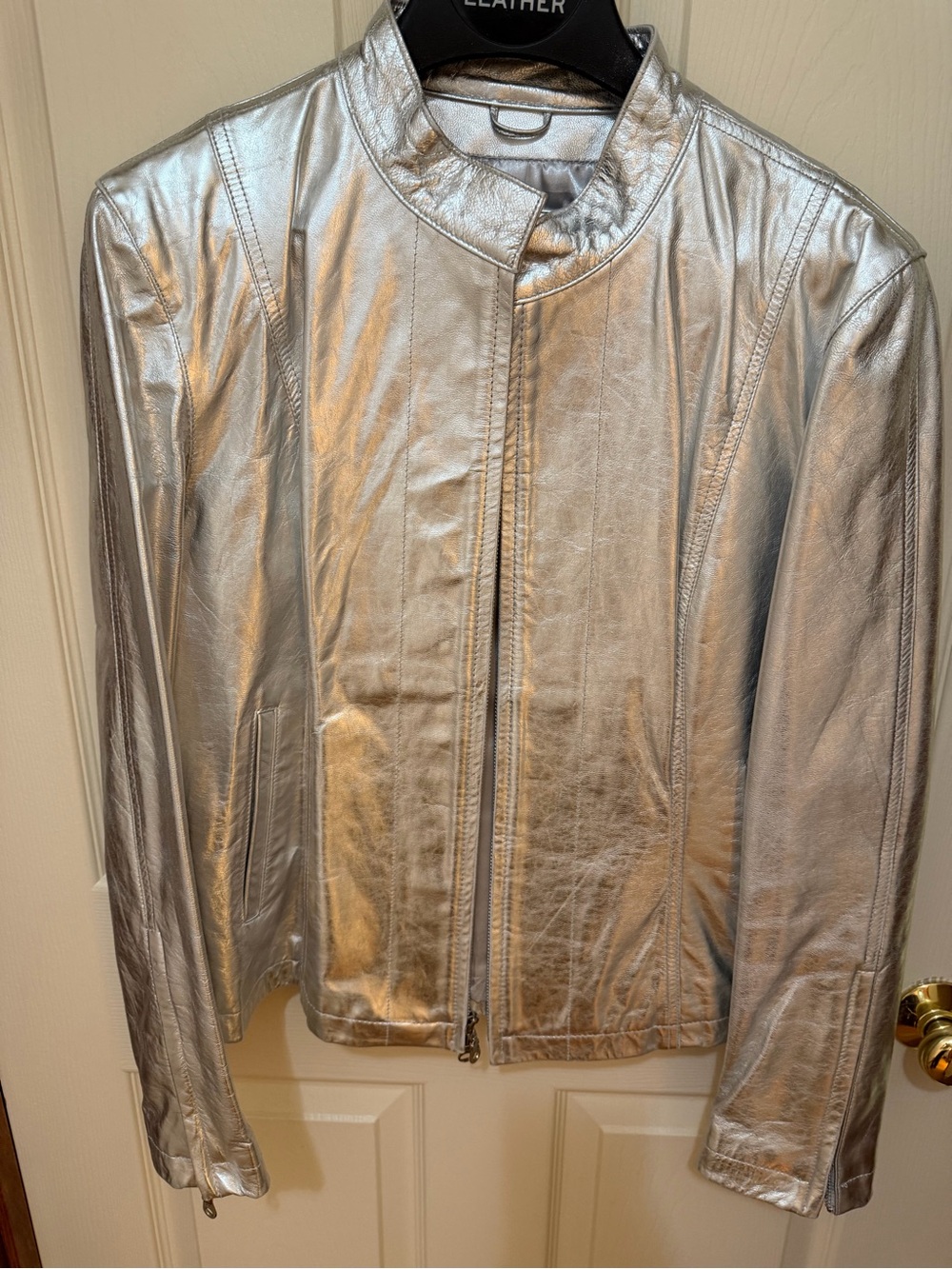 Wilsons Leather Silver Metallic Zip-Front Jacket - Women